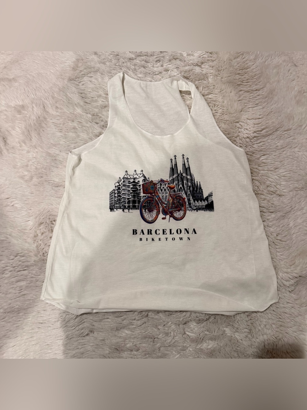 Barcelona Biketown Graphic Tank Top - White